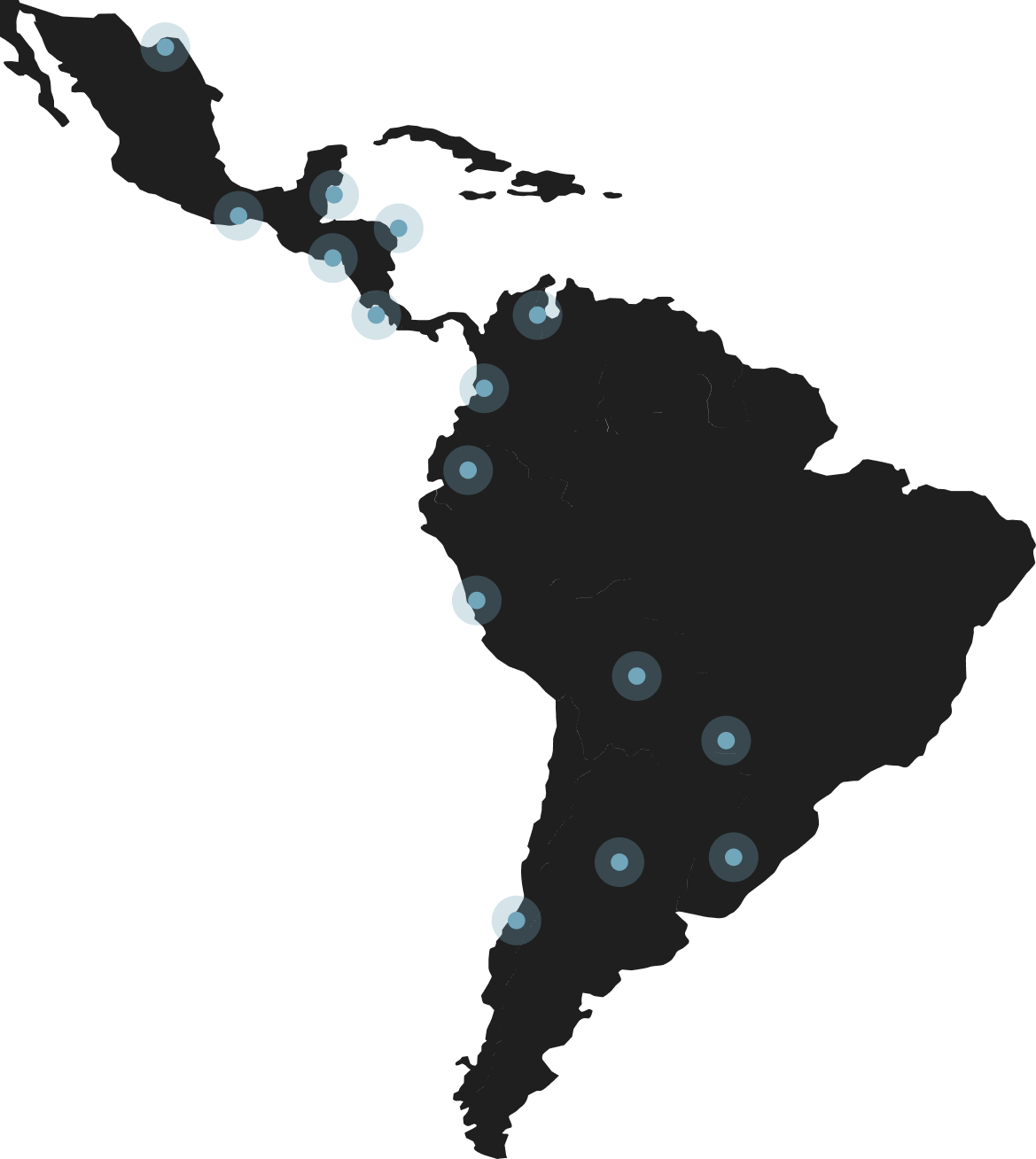 Mapa presencia LATAM Grupo Altas Cumbres